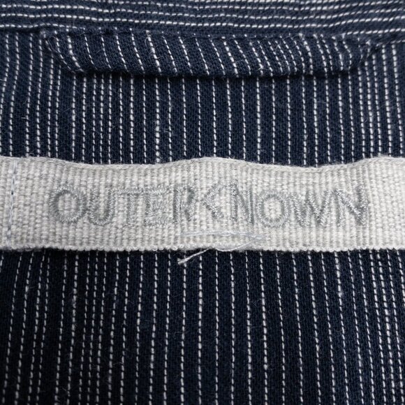 Outerknown Navy Striped Casual Button Down Shirt - Picture 4 of 9